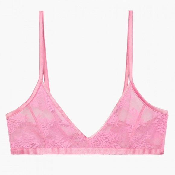 Savage X Fenty Pink Floral Lace Tie Back Bralette NWT [7050] - Picture 2 of 9